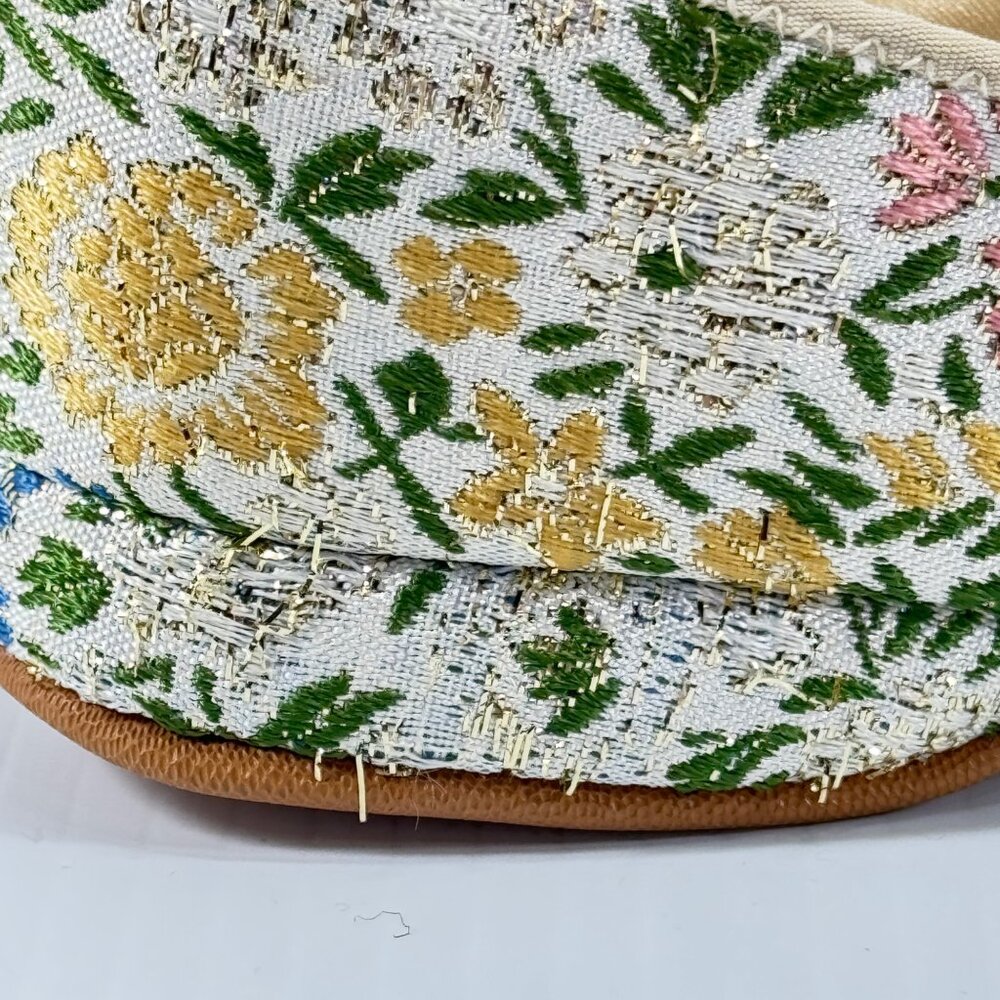 Vintage Daniel Green Slippers Womens 6 1/2 B Lotus Satin Lined Floral Brocade Ta - Picture 13 of 16